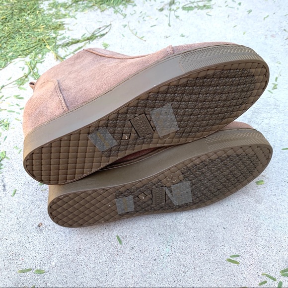 New Taupe Brown Mauve High Top Ankle Sneakers Booties - Picture 6 of 8